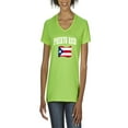 thumbnail image 1 of NIB - Women's T-Shirt V-Neck Short Sleeve - Puerto Rico Flag, 1 of 5