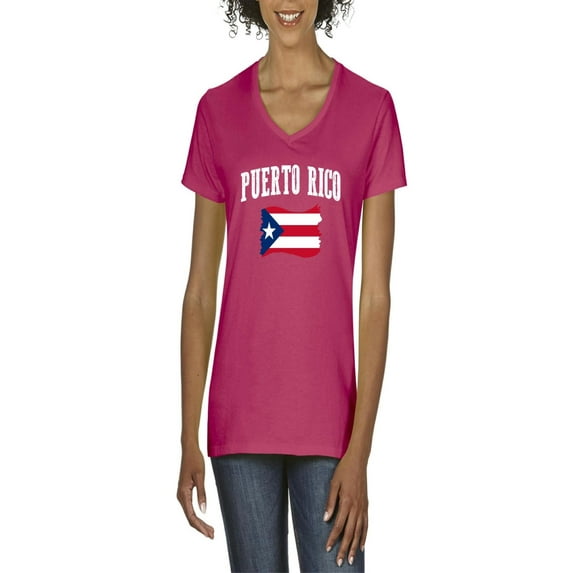 NIB - Women's T-Shirt V-Neck Short Sleeve - Puerto Rico Flag