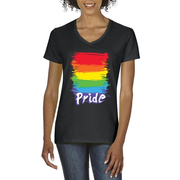 NIB - Women's T-Shirt V-Neck Short Sleeve - Rainbow Pride
