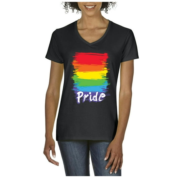 NIB - Women's T-Shirt V-Neck Short Sleeve - Rainbow Pride