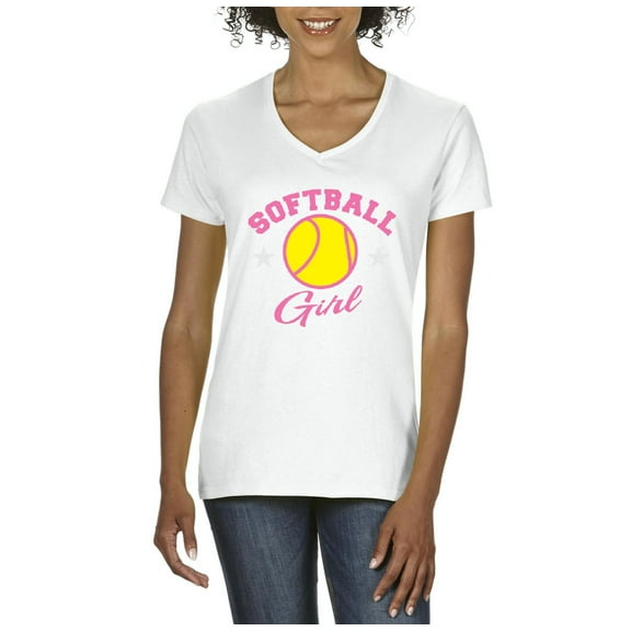 NIB - Women's T-Shirt V-Neck Short Sleeve - Softball Girl