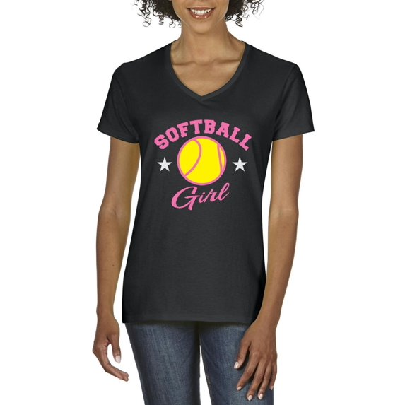 NIB - Women's T-Shirt V-Neck Short Sleeve - Softball Girl