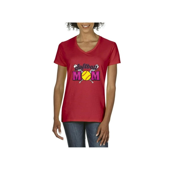 NIB - Women's T-Shirt V-Neck Short Sleeve - Softball Mom
