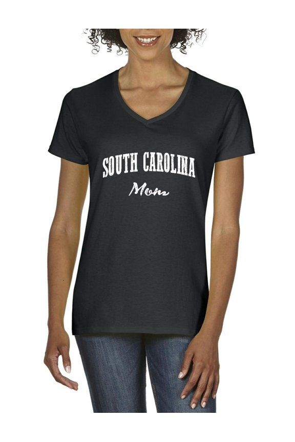 - Women's T-Shirt V-Neck Short Sleeve - South Carolina Mom
