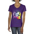thumbnail image 1 of NIB - Women's T-Shirt V-Neck Short Sleeve - Space Cat, 1 of 5