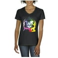 thumbnail image 1 of NIB - Women's T-Shirt V-Neck Short Sleeve - Space Cat, 1 of 5
