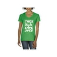 thumbnail image 1 of NIB - Women's T-Shirt V-Neck Short Sleeve - Thick Thighs Save Lives, 1 of 5