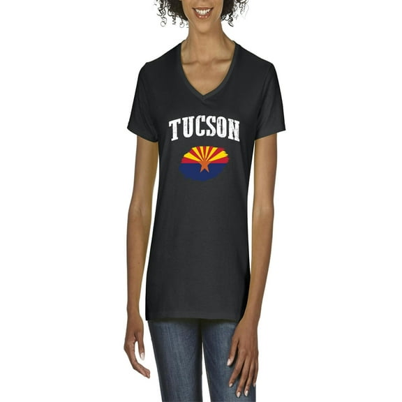 NIB - Women's T-Shirt V-Neck Short Sleeve - Tucson Arizona Flag