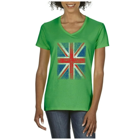 NIB - Women's T-Shirt V-Neck Short Sleeve - Union Jack British Flag