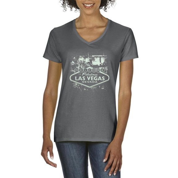 NIB - Women's T-Shirt V-Neck Short Sleeve - Welcome to Las Vegas Nevada