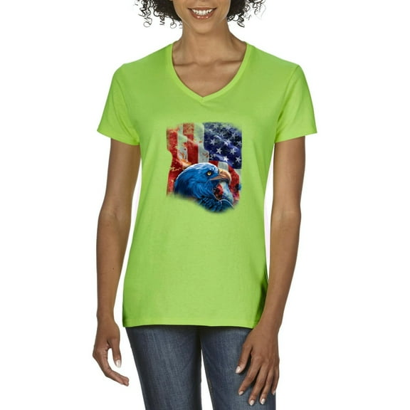NIB - Women's T-Shirt V-Neck Short Sleeve - American Flag 4th of July