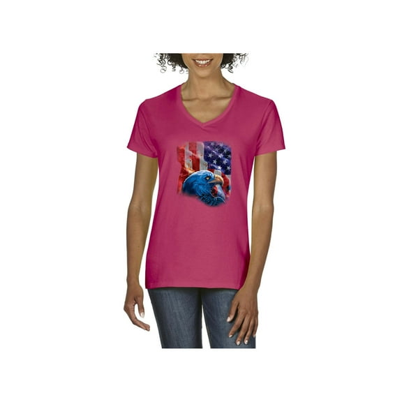 NIB - Women's T-Shirt V-Neck Short Sleeve - American Flag 4th of July