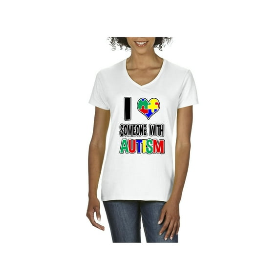 NIB - Women's T-Shirt V-Neck Short Sleeve - Autism Awareness