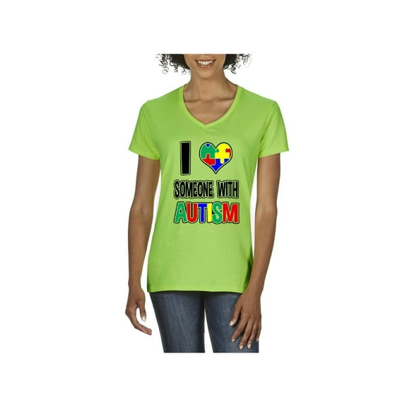 NIB - Women's T-Shirt V-Neck Short Sleeve, up to Women Size 3XL - Autism Awareness
