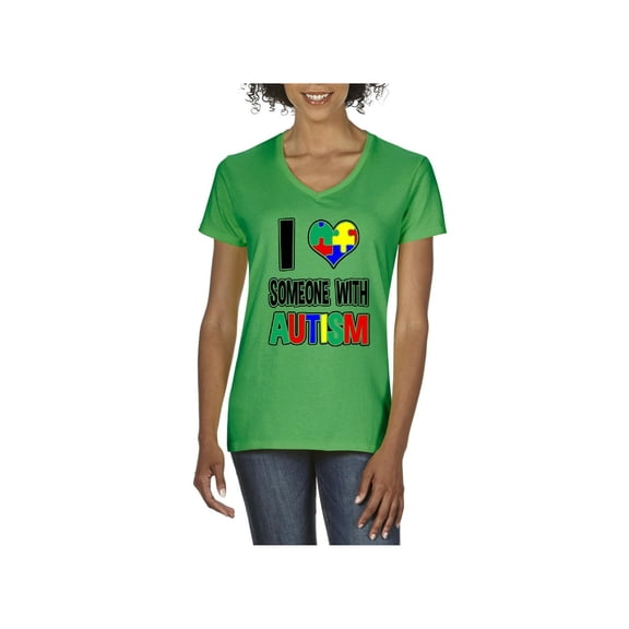 NIB - Women's T-Shirt V-Neck Short Sleeve - Autism Awareness
