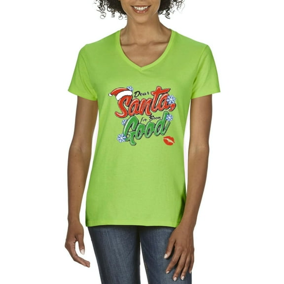 NIB - Women's T-Shirt V-Neck Short Sleeve - Christmas Dear Santa