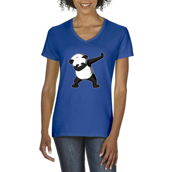 NIB - Women's T-Shirt V-Neck Short Sleeve - Dancing Panda
