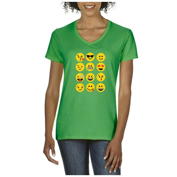 NIB - Women's T-Shirt V-Neck Short Sleeve - Emoji Group