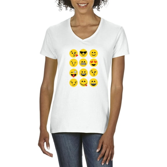 NIB - Women's T-Shirt V-Neck Short Sleeve, up to Women Size 3XL - Emoji Group