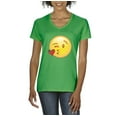 thumbnail image 1 of NIB - Women's T-Shirt V-Neck Short Sleeve - Emoji Winky Face, 1 of 5