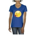 thumbnail image 1 of NIB - Women's T-Shirt V-Neck Short Sleeve - Emoji Winky Face, 1 of 5