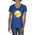 thumbnail image 1 of NIB - Women's T-Shirt V-Neck Short Sleeve - Emoji Winky Face, 1 of 5
