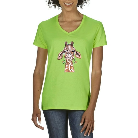 NIB - Women's T-Shirt V-Neck Short Sleeve - Giraffe