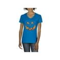 thumbnail image 1 of NIB - Women's T-Shirt V-Neck Short Sleeve - Halloween Costume Pumpkin Face, 1 of 5