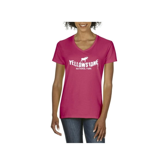 NIB - Women's T-Shirt V-Neck Short Sleeve, up to Women Size 3XL - National Park Yellowstone