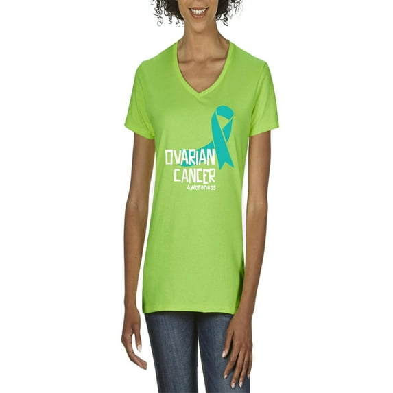 NIB - Women's T-Shirt V-Neck Short Sleeve - Ovarian Cancer
