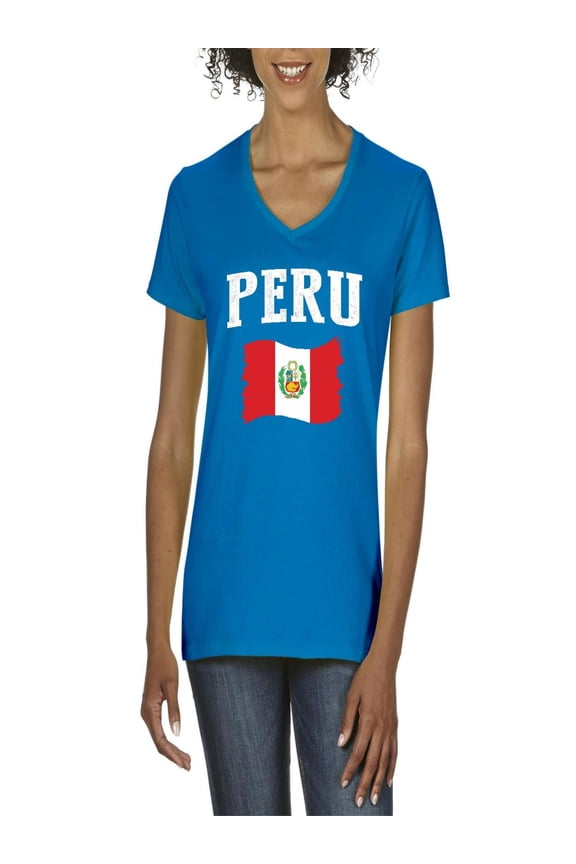 - Women's T-Shirt V-Neck Short Sleeve - Peru