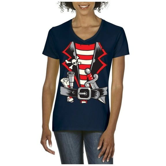 NIB - Women's T-Shirt V-Neck Short Sleeve, up to Women Size 3XL - Pirate Costume