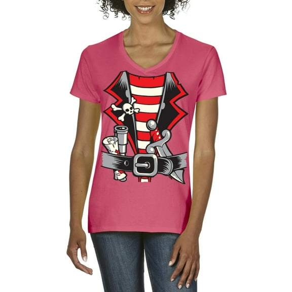NIB - Women's T-Shirt V-Neck Short Sleeve, up to Women Size 3XL - Pirate Costume