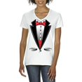 thumbnail image 1 of NIB - Women's T-Shirt V-Neck Short Sleeve - Tuxedo Prom Costume, 1 of 5