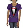 thumbnail image 1 of NIB - Women's T-Shirt V-Neck Short Sleeve - Tuxedo Prom Costume, 1 of 5