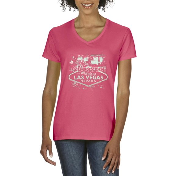 NIB - Women's T-Shirt V-Neck Short Sleeve, up to Women Size 3XL - Welcome to Las Vegas Nevada
