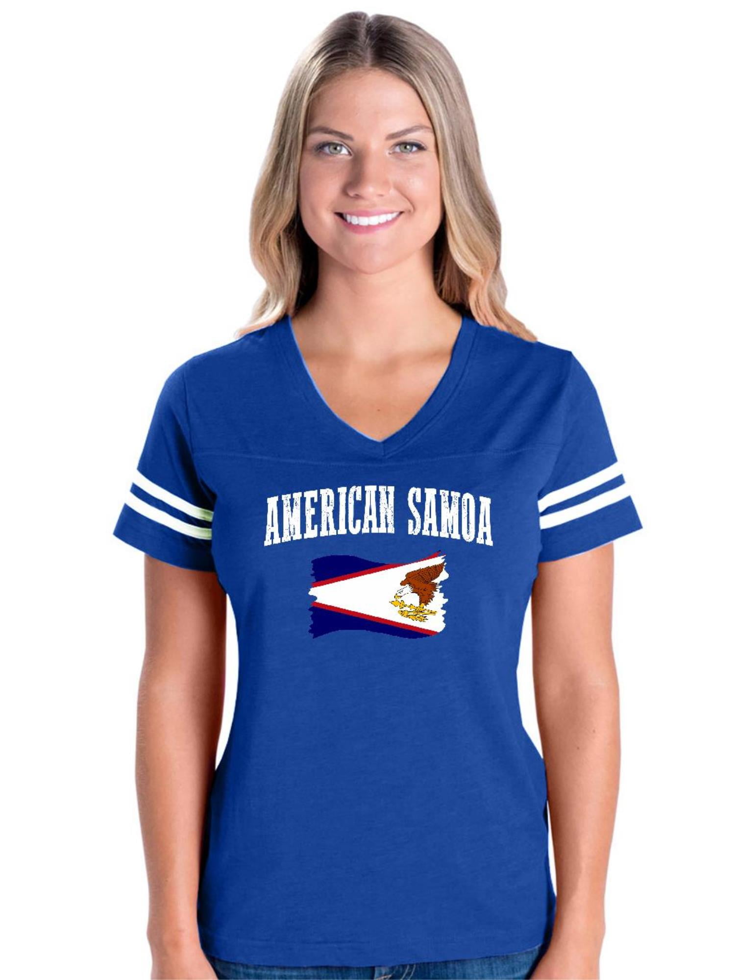 NIB - Womens Football Fine Jersey T-shirts - American Samoa Flag 