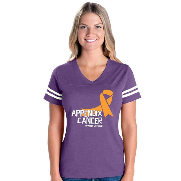 NIB - Womens Football Fine Jersey T-shirts - Appendix Cancer