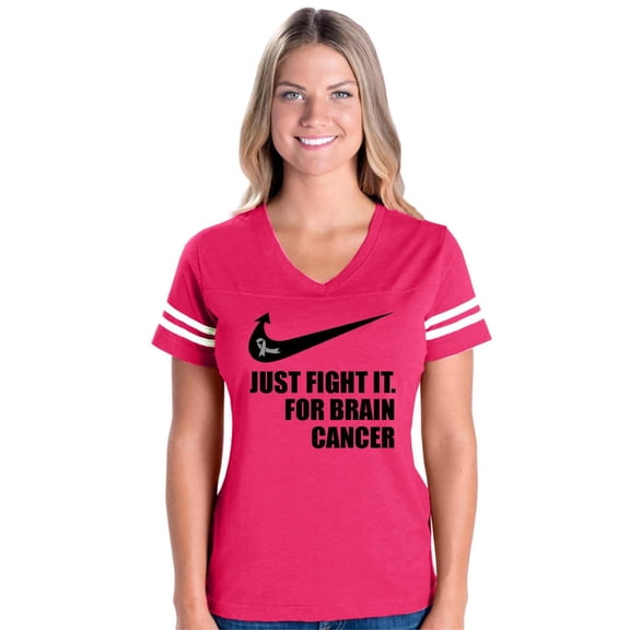NIB - Womens Football Fine Jersey T-shirts - Brain Cancer