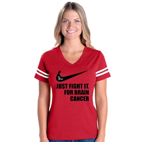 NIB - Womens Football Fine Jersey T-shirts - Brain Cancer