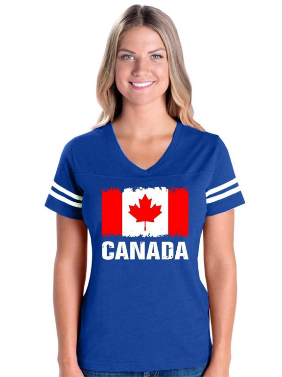 - Womens Football Fine Jersey T-shirts - Canada Flag