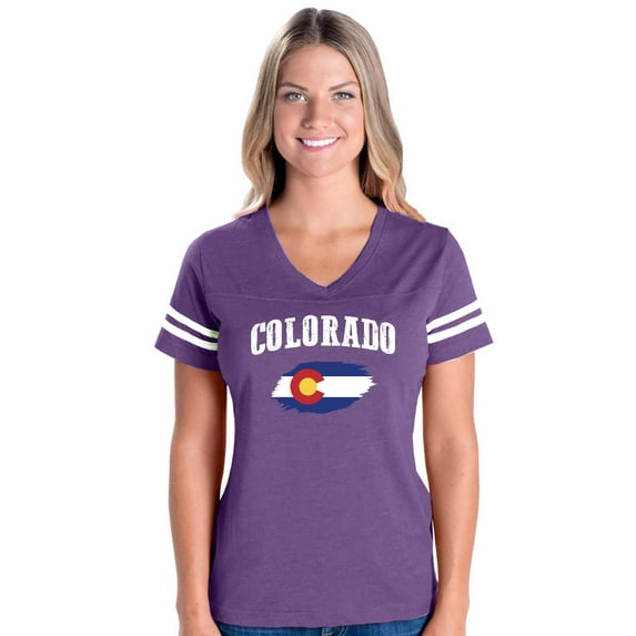 NIB - Womens Football Fine Jersey T-shirts - Colorado Flag