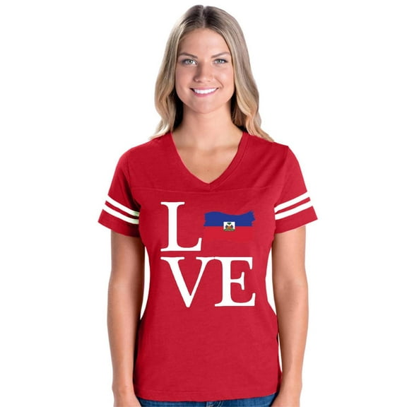 NIB - Womens Football Fine Jersey T-shirts - Haiti