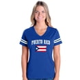 thumbnail image 1 of NIB - Womens Football Fine Jersey T-shirts - Puerto Rico Flag, 1 of 5