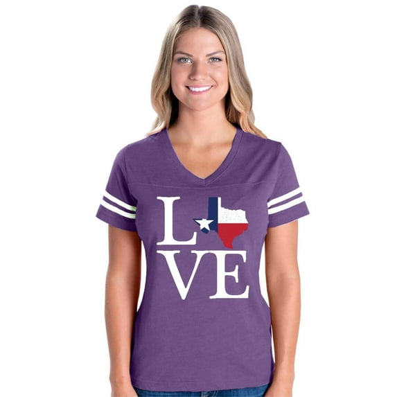 NIB - Womens Football Fine Jersey T-shirts - Texas Flag