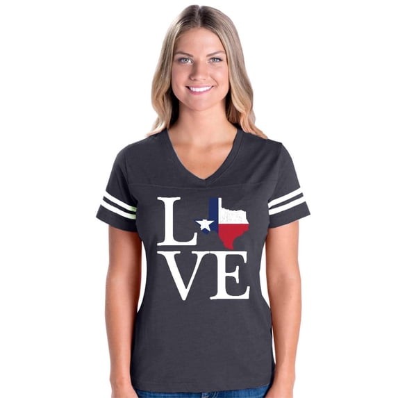 NIB - Womens Football Fine Jersey T-shirts - Texas Flag