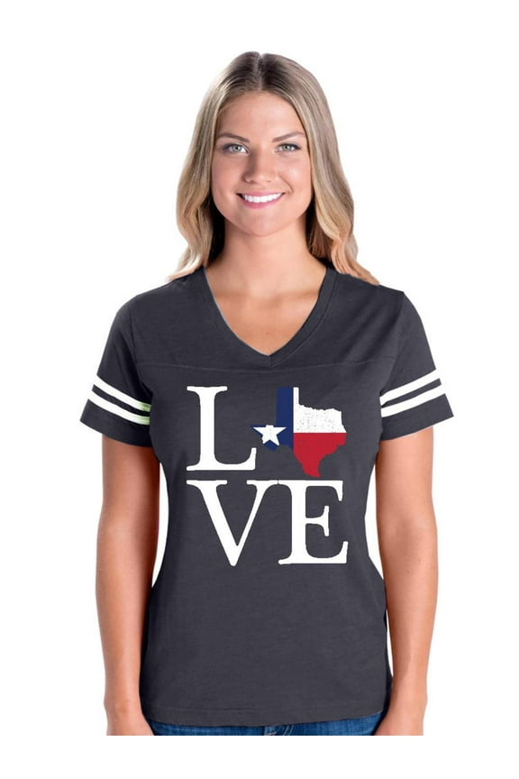 - Womens Football Fine Jersey T-shirts - Texas Flag