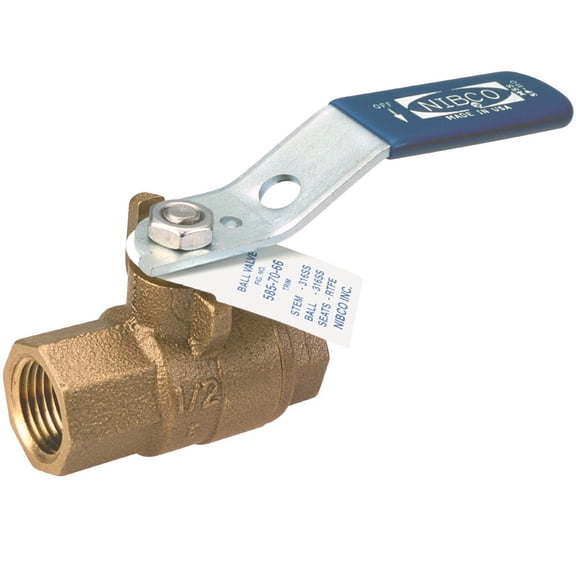 NIBCO T-585-70-66 Cast Bronze Ball Valve, Stainless Steel Trim, Two-Piece, Lever Handle, 3/4" Female NPT Thread (FIPT) CA2