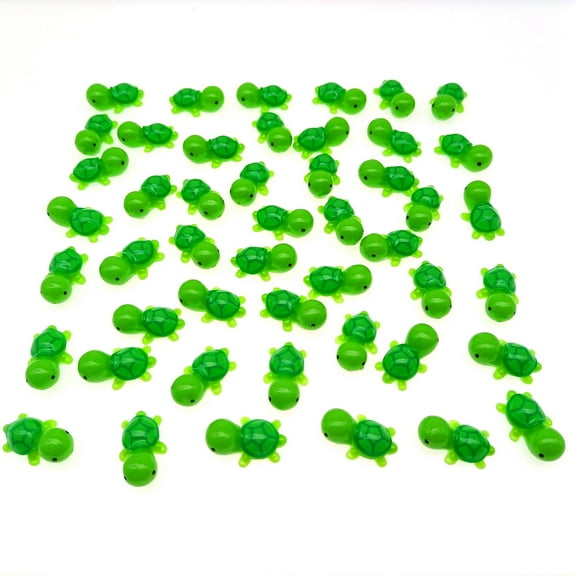 NIBERDA 200 Pcs Tiny Sea Turtles Figurine Green Mini Turtle Sea Creatures Tortoise Resin Animals for Miniature Garden Decoration