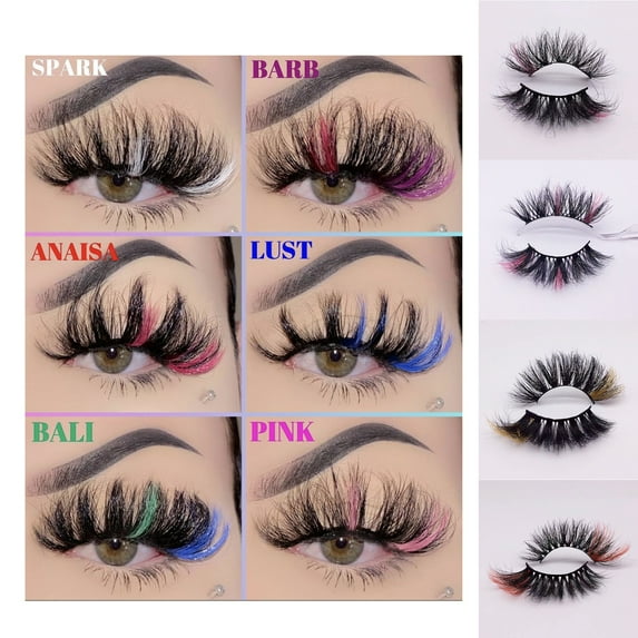 NIBOLOG 1 Pair False Eyelash Good Ductility Eye-Catching Sliky Surface Mink Colorful Fluffy Extension Makeup Handmade Eyelash for Girl